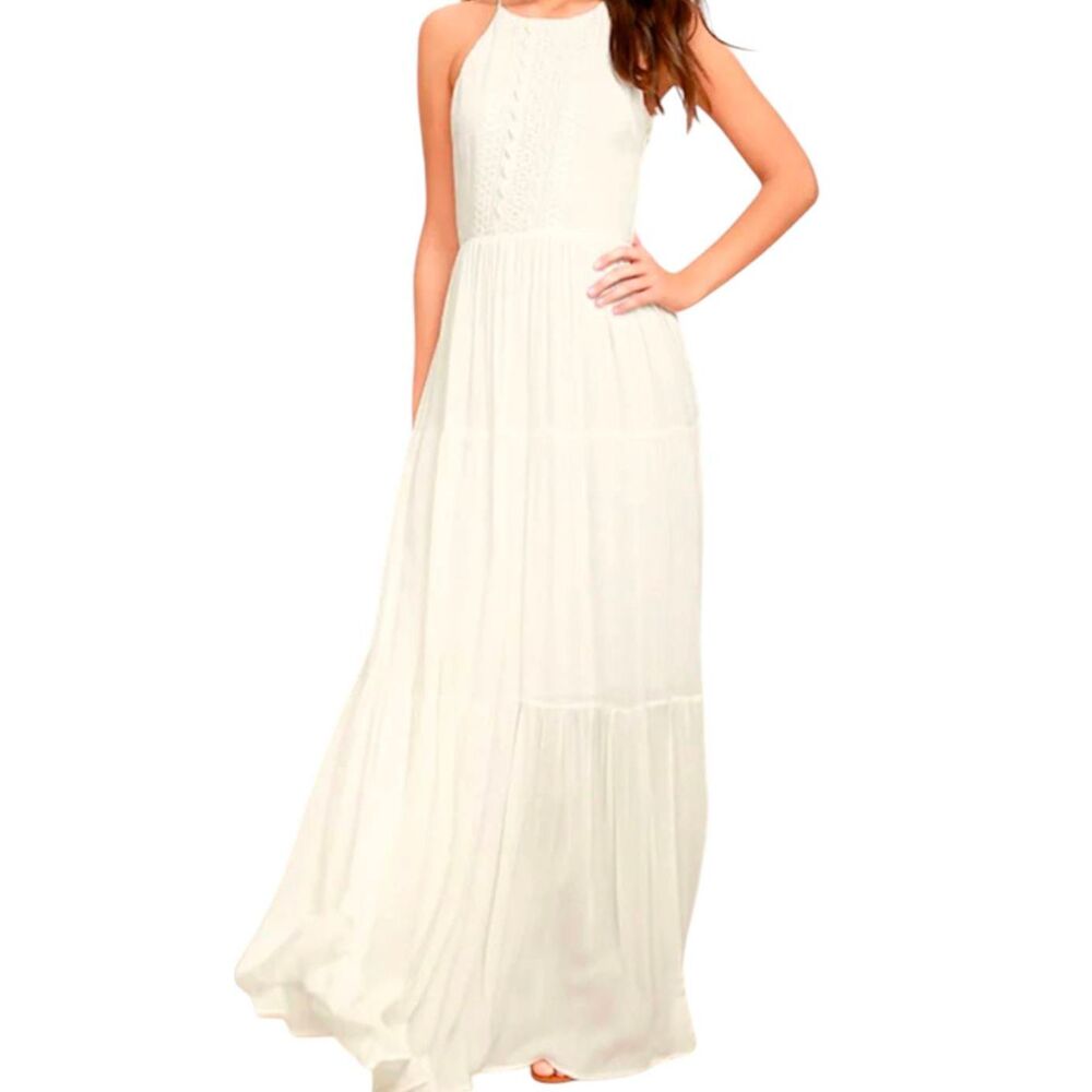 LULU'S Embroidered Lovely Maxi Dress Size Small